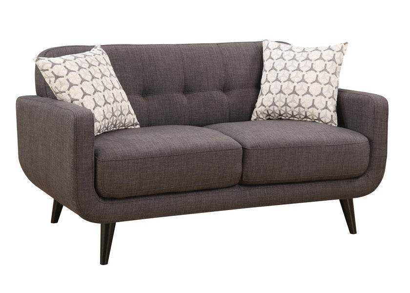 Charcoal Mid-Century Polyester Fabric Love Seat