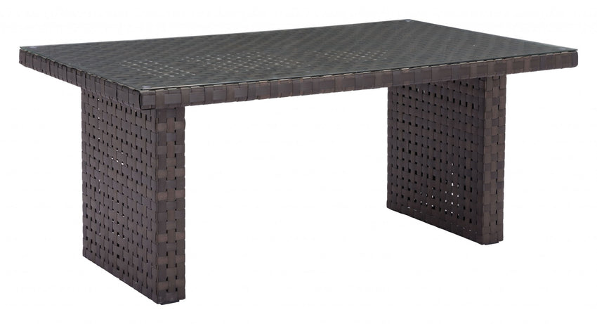 Dark Brown Woven Wicker Dining Table