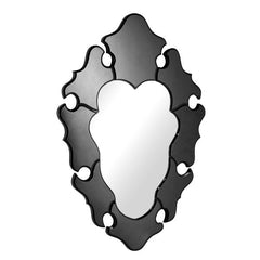 Black Wooden Emblem Wall Mirror