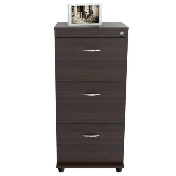 Espresso Wood Three Drawer filing Cabinet