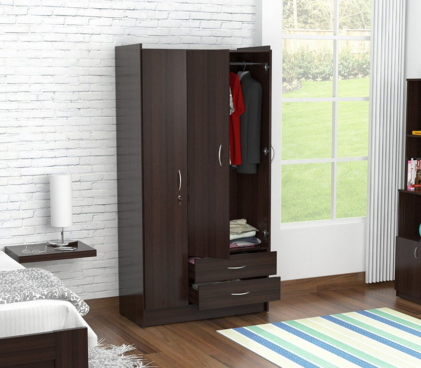 Espresso Finish Wood Wardrobe Armoire