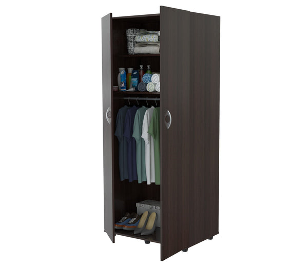 Espresso Finish Wood Wardrobe with Two Doors