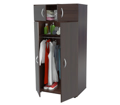 Espresso Finish Wood Wardrobe with Four Doors