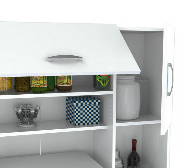 White Finish Wood Kitchen Storage Cabinet