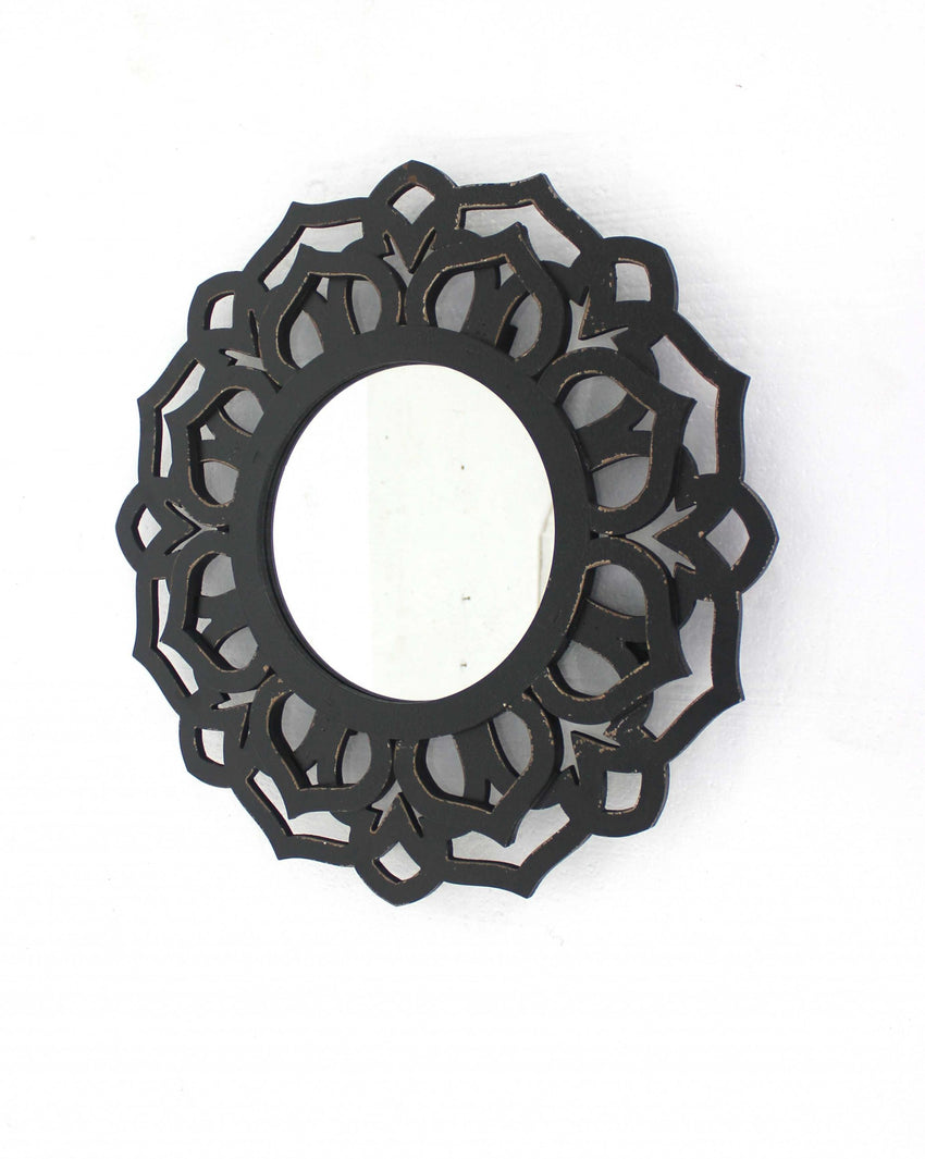 23.75 x 23.75 Black Traditional Lotus - Wall Mirror