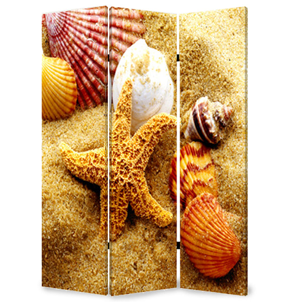 1 x 48 x 72 Multi Color Wood Canvas Sea Shell  Screen