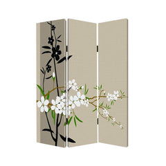 1" x 48" x 72" Multi Color Wood Canvas Plum Blossom  Screen