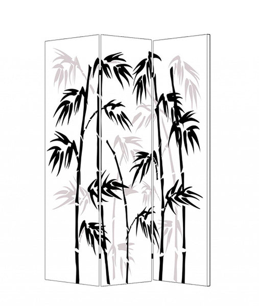 1 x 48 x 72 Multi Color Wood Canvas Bamboo Leaf  Screen