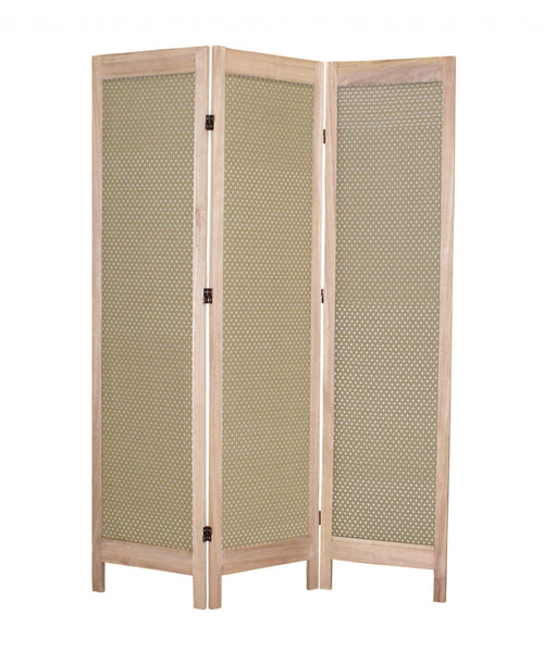 1 x 48 x 67 Beige Wood & Fabric - Screen