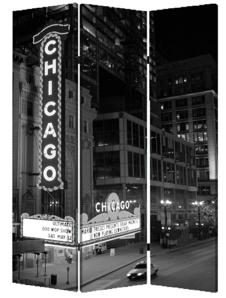 1" x 48" x 72" Multi Color Wood Canvas Chicago  Screen