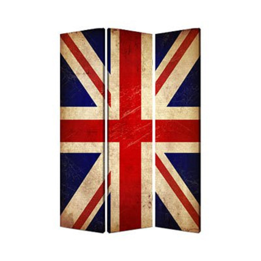 1 x 48 x 72 Multi Color Wood Canvas Union Jack  Screen