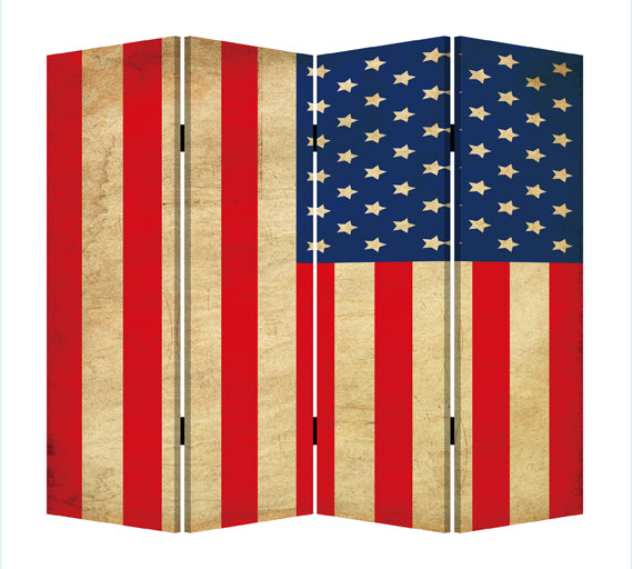 1" x 84" x 84" Multi Color Wood Canvas American Flag  Screen