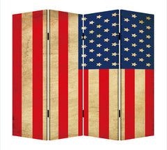 1" x 84" x 84" Multi Color Wood Canvas American Flag  Screen