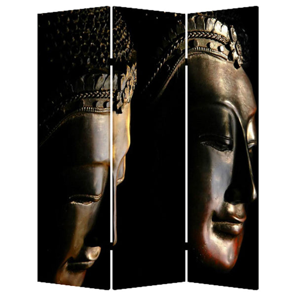 1" x 48" x 72" Multi Color Wood Canvas Budda  Screen