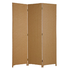 1" x 54" x 72" Light Brown Wood  3 Panel Screen