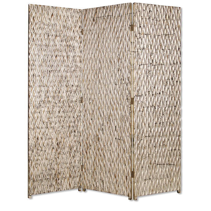 1" x 63" x 72" Silver Wood 3 Panel  Screen