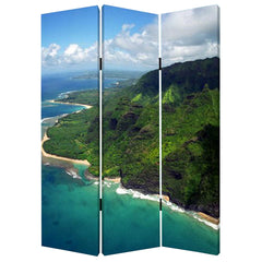 1 x 48 x 72 Multi Color Wood Canvas Palm Tripical  Screen