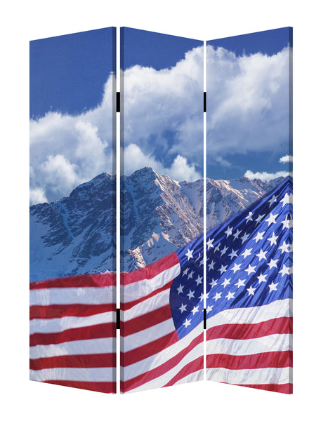 1 x 48 x 72 Multi Color Wood Canvas Model American Flag  Screen