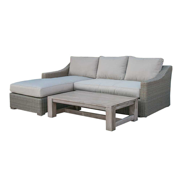 30" Aluminum  Wood  and Rattan Sectional Sofa Set