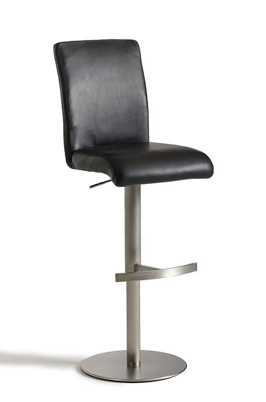 38' Black Eco Leather and Steel Bar Stool