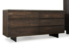 30' Dark Aged Oak Wood and Metal Dresser