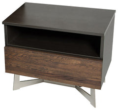 20' Dark Aged Oak Veneer  Steel  and Wood Nightstand