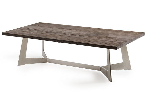 16' Dark Aged Oak Wood  Veneer  and Steel Coffee Table