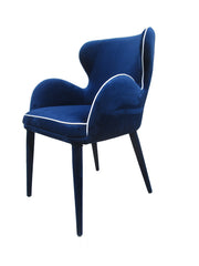 33' Blue Fabric and Metal Dining Chair