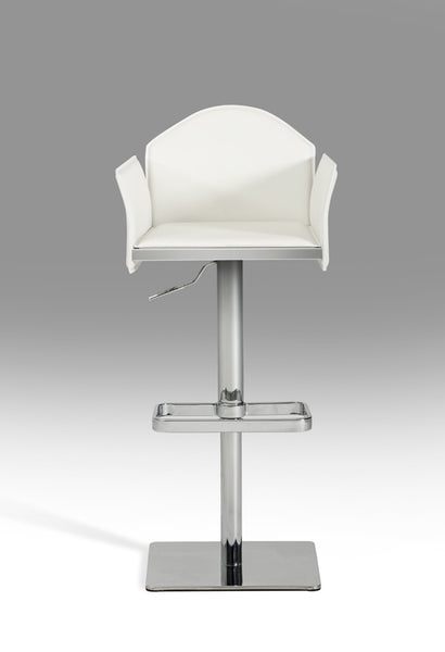 41' White Eco Leather and Steel Bar Stool