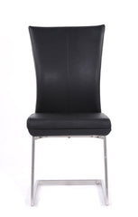 Two 38' Black Leatherette and Steel Dining Chairs