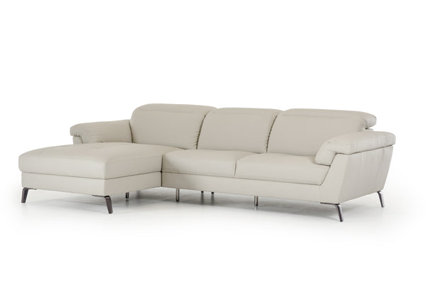 37' Light Grey Eco Leather  Foam  Steel  and Wood Sectional Sofa