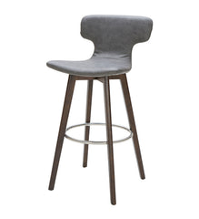 41' Dark Grey Eco Leather  Steel  and Wood Bar Stool