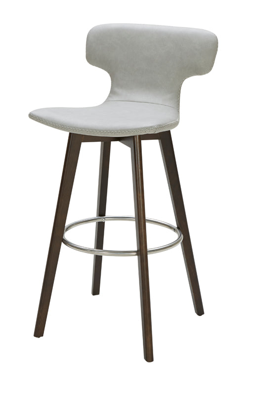 41' Light Grey Eco Leather  Steel  and Wood Bar Stool