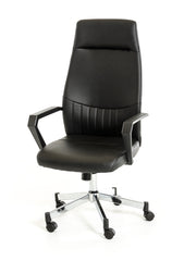 47' Black Leatherette  Plastic  and Steel Office Chair