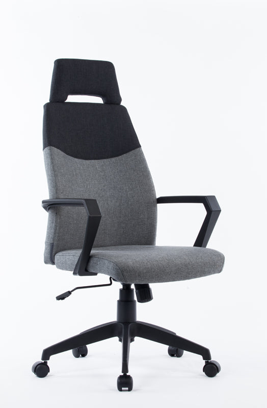 48' Grey and Black Fabric  Plastic  and Steel Office Chair