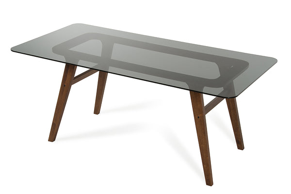 Sleek Smoke Tempered Glass Dining Table