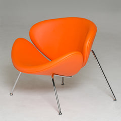 28' Orange Leatherette and Metal Accent Chair