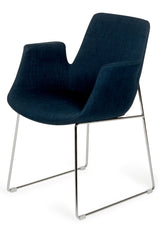 33' Blue Fabric  Polyester  and Metal Dining Chair