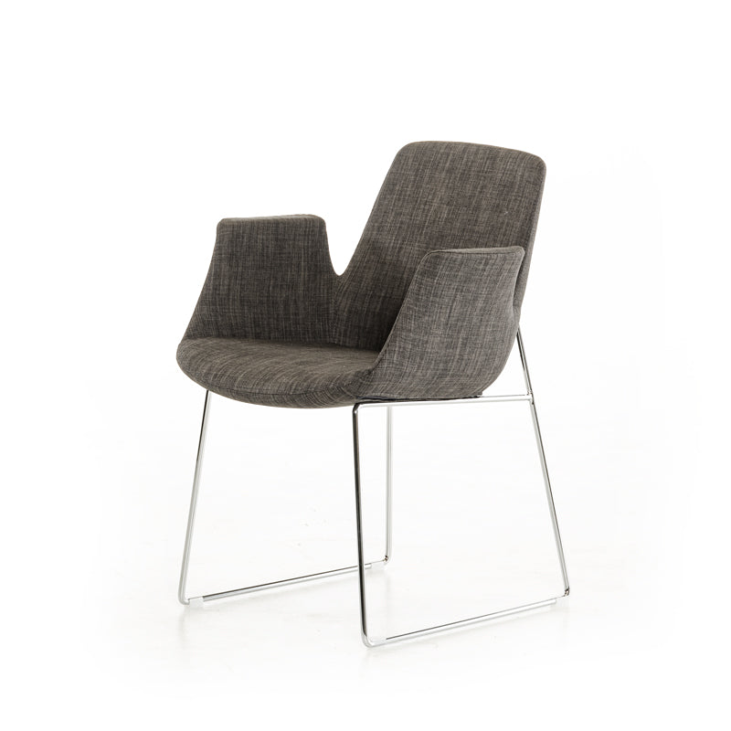 33' Grey Fabric  Polyester  and Metal Dining Chair