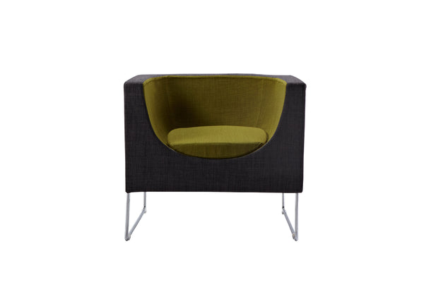 24' Grey and Green Fabric  Polyester  and Stainless Steel Accent Chair