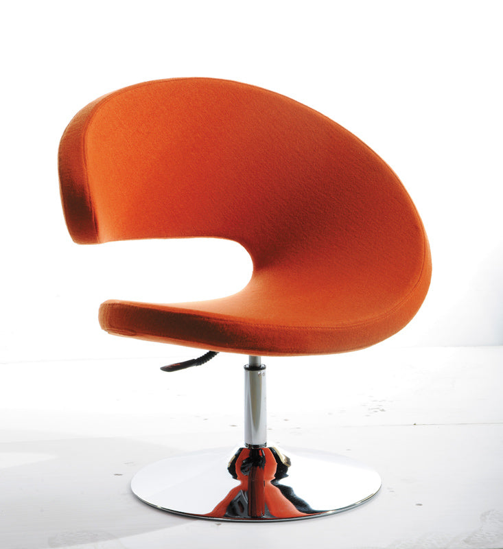 34' Orange Fabric  Polyester  and Wool Lounge Chair