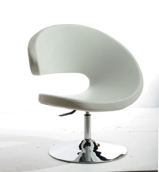 34' White Leatherette Lounge Chair