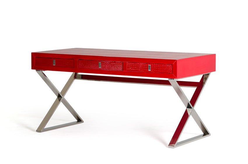 21' Red Crocodile MDF and Steel Desk