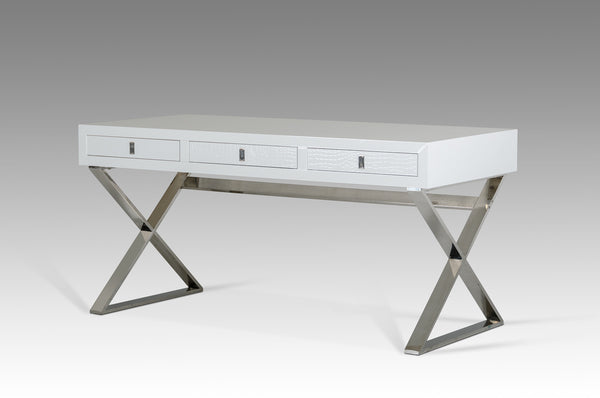 21' White Crocodile MDF and Steel Desk