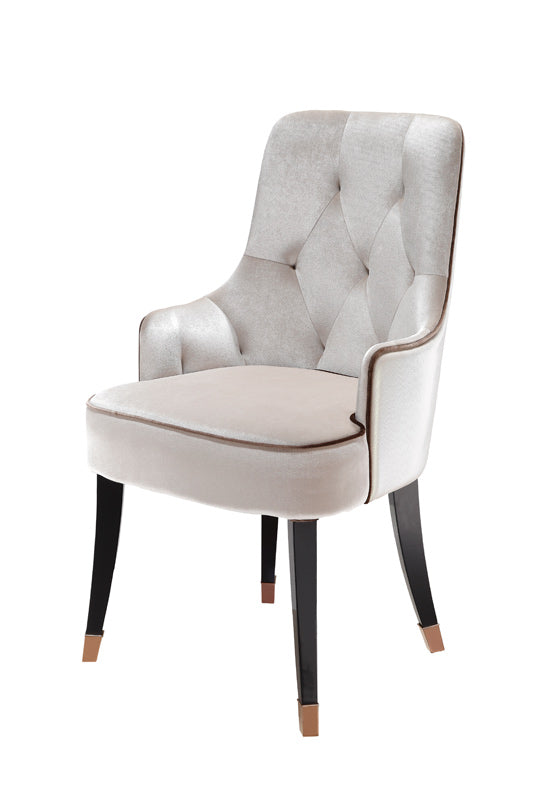 38' White Velvet Fabric Dining Chair