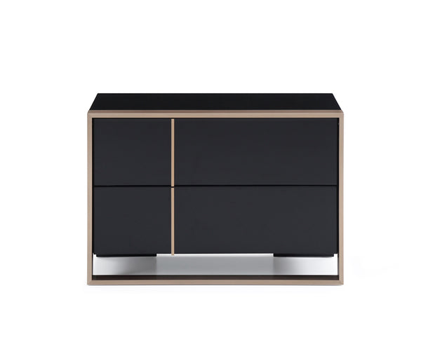 Modern Brushed Black and Bronze Nightstand