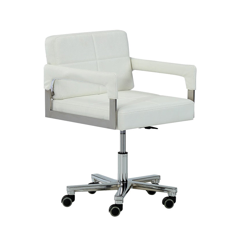 29' White Bonded Leather and Steel Office Chair