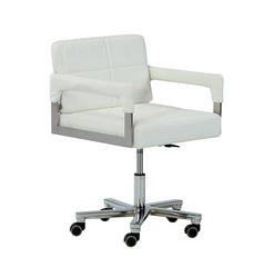 29' White Bonded Leather and Steel Office Chair