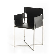 34' Black Eco Leather and Stainless Steel Dining Chair