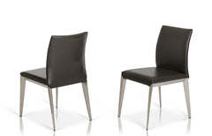 Two 36' Dark Grey Leatherette and Metal Dining Chair